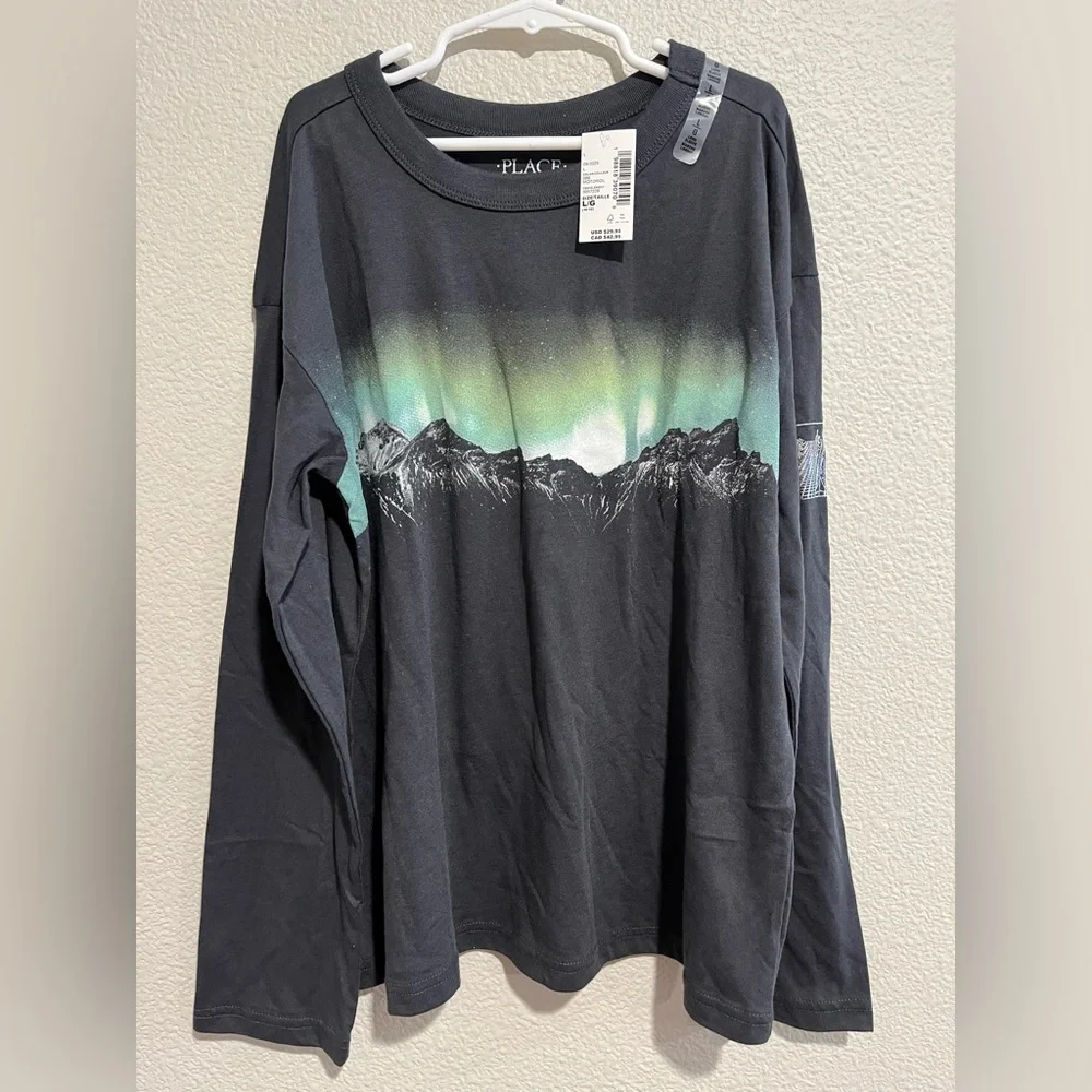The Children’s Place Graphic Longsleeve Crewneck Northern Lights Boys 10/12 L